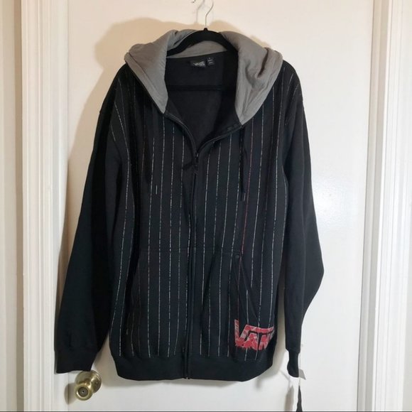 VANS LOGO HOODIE FULL ZIP Black JACKET With Pockets MEN'S SIZE XL NEW NWT - Picture 6 of 16